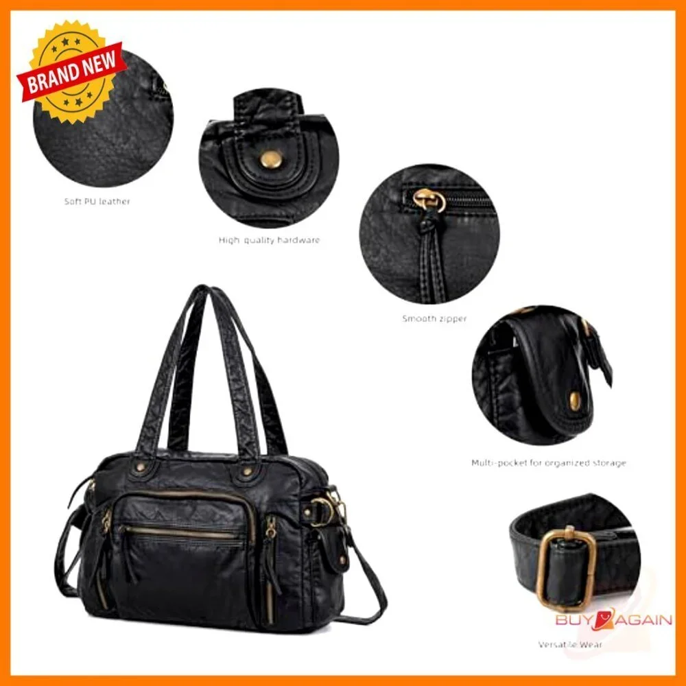 Large Vegan Leather Hobo Tote with Adjustable Strap for Work & Travel
